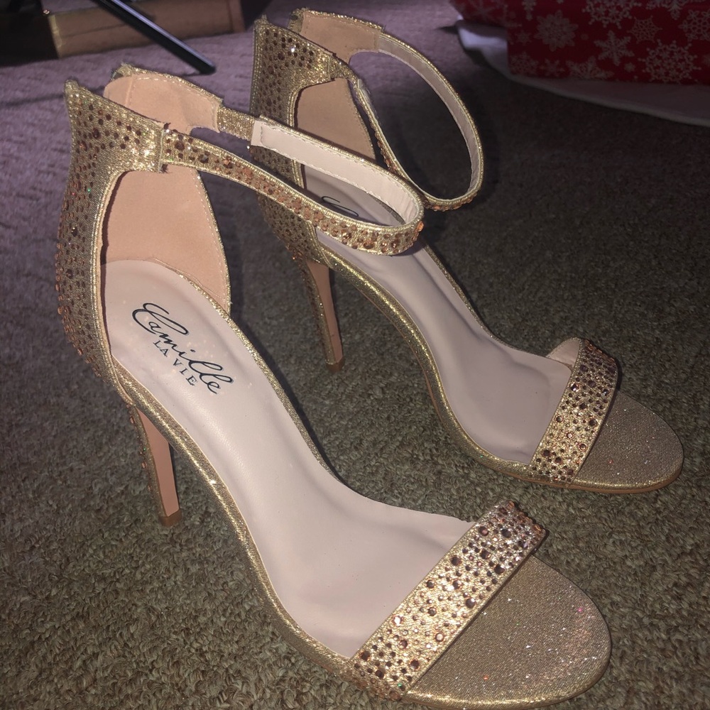 Brand New Gold/Champagne Bedazzled Heels